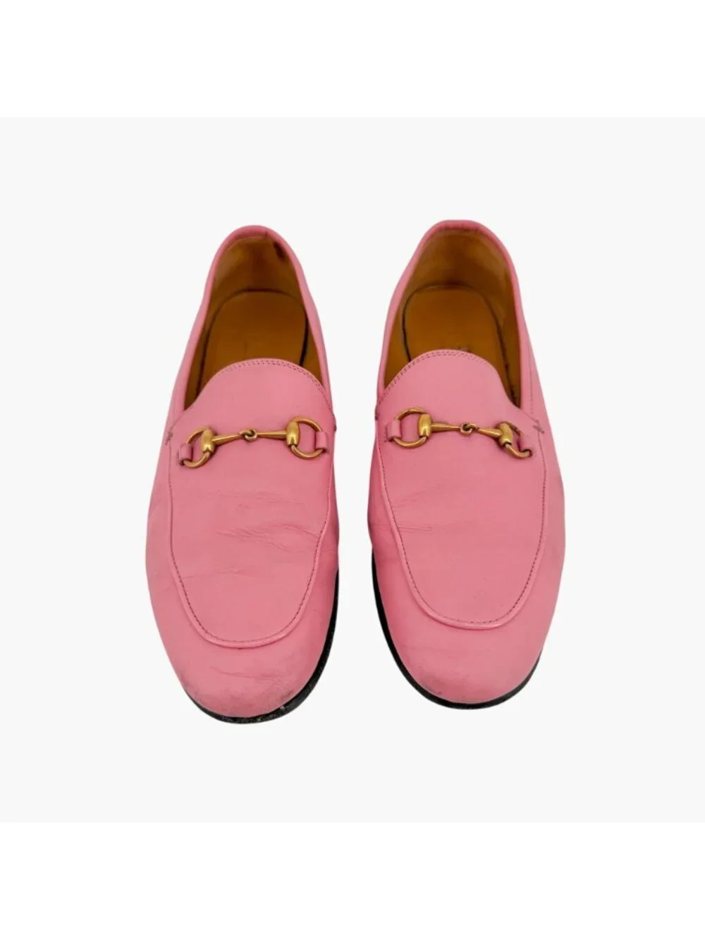 Gucci Jordaan Horsebit Loafers Pink Leather Size 39.5 US 9.5 Women's Flats